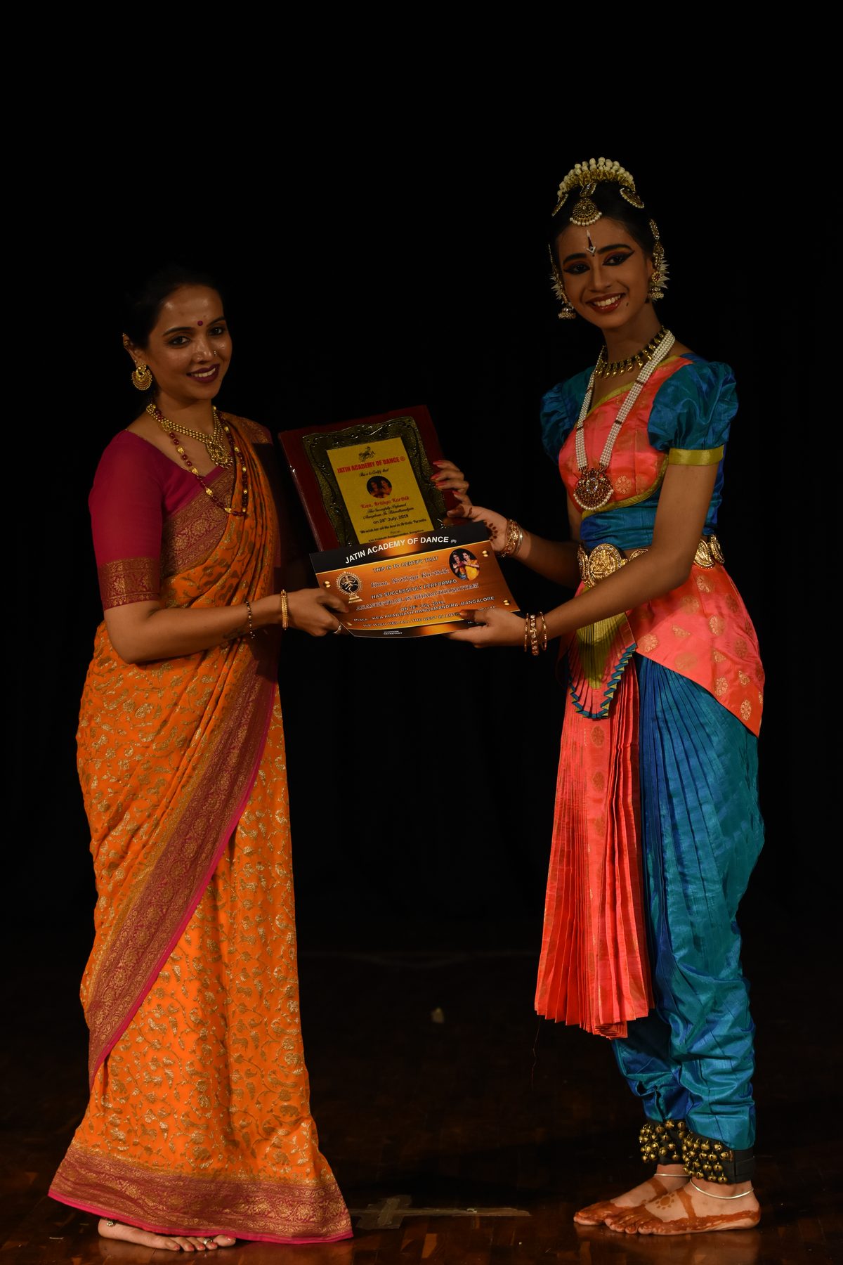 Student with her guru after the Rangapravesham